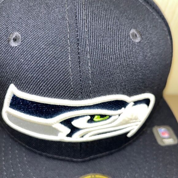 NEW ERA SEATTLE SEAHAWKS BLUE SUPERBOWL XLVIII 48 59FIFTY FITTED HAT CAP 7 1/8 - Picture 3 of 7